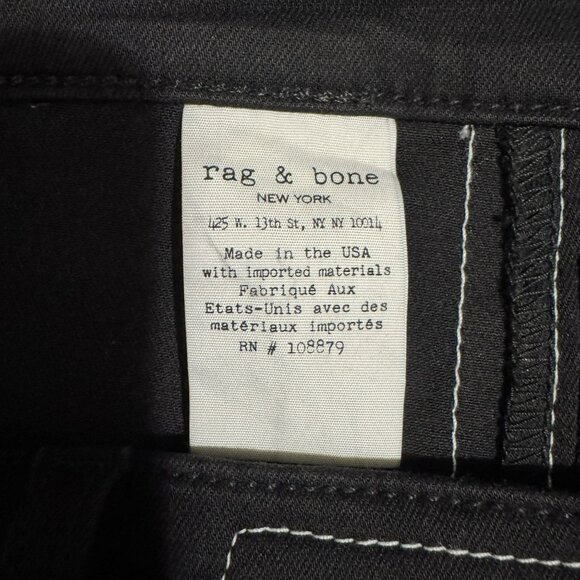 RAG & BONE Sz 32 Mito Black High Rise Skinny Jeans with White Racing Stripes - Picture 7 of 8